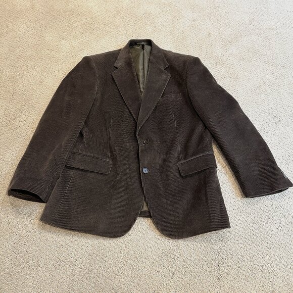 Hunt Valley Blazer Sports Coat Corduroy Brown 2 Button Back Vent Academia Sz 44L - Picture 1 of 16